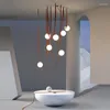 Lustres Lampes Suspendues 2023 Tendance Lustre Para Sala Estar Pour Salon LED Art Déco Ceinture Magique Bulles De Verre Lustre Éclairage