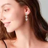 Hoop Earrings Zircon Love Women's Light Luxury Versatile And Design Star Dangle Rose Statement