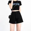 Short femme taille haute bord roulé Denim pour vêtements d'été Version coréenne coupe ample amincissant une ligne jambe large P
