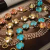 Link Bracelets Vintage Natural Colorful Crystal Bracelet For Women Jewelry Runway Party T Show Fancy Trendy Boho INS Japan