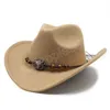 Herbst Winter Fedora Hut Für Frauen Männer Vintage Wolle Mischung Western Cowboy Hut Breite Krempe Cowgirl Jazz Sombrero Kappe