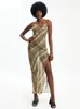 Robes décontractées 2023 mode serpent imprimé en mousseline de soie robe d'été Sexy Spaghetti sangle moulante Maxi robe pour les femmes été fête Slip A1258