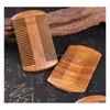 Hair Brushes Top Quality Natural Sandalwood Pocket Beard Combs For Men Laser Engraved Logo Handmade Wood Comb With Dense And Sparse Dhqai