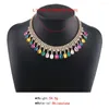 Pendant Necklaces Bling Clear Rhinestone Tassel Square Choker Necklace Wedding Jewelry For Women Crystal Multi Row Collar Gift