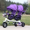 Safety twin baby stroller double seat child tricycle kids bike rotatable seat three wheel light stroller protable convenient pushchair multicolor ba67 C23