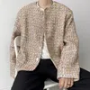 Jaquetas masculinas C Y Light Luxo Weave Tweed Jacket Masculino 2023 Solto Gola Redonda Casaco de peito único Tide Outono Roupas de inverno