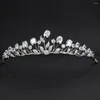 Fermagli per capelli Cubic Zirconia Foglie di piccole dimensioni Diademi nuziali Corona per piccoli gioielli da bambina HG7054