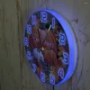 Wanduhren, Kürbisse, bedruckte Uhr mit LED-Hintergrundbeleuchtung, „Give Thank“, Herbst- und Herbstblätter, Erntedankfest, Heimdekoration, Nachtlicht