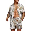 Hommes Survêtements Hommes Ensembles Hawaïens D'été À Rayures Impression À Manches Courtes Bouton Chemise Shorts De Plage Deux Ensemble Casual Voyage De Vacances 2 Pièce Costume 230707