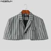 Men's Suits Blazers 2023 Men Irregular Blazer Striped Streetwear Lapel Short Sleeve One Button Casual Fashion Cloak S5XL INCERUN 230707