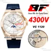 8F Overseas Perpetual Calendar Moonphase 4300V A1120 Automatique Montre Homme Rose Godl Argent Cadran Bâton Bracelet Cuir Bleu Super Version Edition Puretime F6