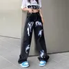 Mannen Broek High Street Rechte Jeans Vrouwelijke Mode Egirl Goth Kleding Anime Print Wijde Pijpen Daddy Baggy Taille Vrouw 230707