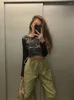여자 T 셔츠 던지기 반짝이는 스팽글 크롭 탑 암컷 긴 슬리브 패션 패션 섹시 의상 티셔츠 솔리드 캐주얼 하이 스트리트 스파클 y2k