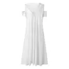 Robes décontractées coton lin robe 2023 dentelle épissage solide imprimé été pour les femmes lâche vacances plage fête
