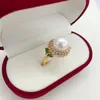 Anelli a grappolo Arrivo Trendy Pearl Ring Shiny CZ Zircon Real Natural 14K Gold Filled Female Wedding Jewelry Gift