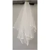 Voile de mariée blanc ivoire uni avec peigne, ruban élégant bordé de deux couches, voile court en Tulle à la mode, accessoires de cheveux pour femmes, voile de fiançailles CL2565