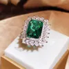 Cluster Rings Vintage Lady's Green Pinger для юбилейной вечеринки роскошные хрустальные хрустальные подарки эстетические женские украшения