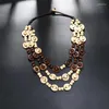 Collier ras du cou bohème fait à la main tissé collier bois multicouche fleur perles ethnique gland pendentif colliers vêtements accessoires