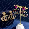 Stud designer womens luxury retro vintage letters stud earrings brand corful diamond crystal dangle earring ear rings party wedding jewelry gift A LRX5