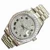 10 högkvalitativa Deluxe Diamond Watch 41mm herrklockor Silver och romerska siffror montre de luxe 2813 automatiska stål vattentäta armbandsur