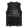 Men's TShirts Summer Men Fashion Washed Sleeveless Tshirts Hip Hop Letter Graphic Print Gothic Vests Streetwear Harajuku Cotton Tank Tops 230707