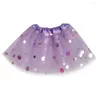 Skirts 3-8T Children Sequin Dot Tutu Skirt Ball Gown Kids Pettiskirt Party Dance Girls Princess Mini Gauze Star Pleated Summer