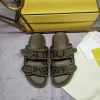 Sandali da donna firmati Sentire pantofole in raso Scivoli baguette alla moda Appartamenti in pelle da spiaggia marrone Scarpe casual con stampa morbida Pantofole Graphy