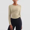 Active Shirts Warm Pleated Lightweight Workout Yoga Long Sleeved Women O-neck Naked Feel Sports Tops Fitness Gym Pullover Activewear