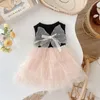 Mädchen Kleider 2023 Mädchen Sommer Kleid Baby Kinder Zurück Flügel Mesh Kuchen Tutu Kinder Prinzessin Geburtstag Vestidos Kleidung