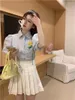 Dames Blouses HziriP Korea Shirts Vrouwen Bloemen Zoete Korte Bladerdeeg Mouw Slim-Fit Casual Office Lady Werkkleding Streetwear Femme