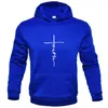 Luvtröjor för herr "Faith" Casual Sport Hooded Crew Neck Oversized Fashion Brevtryck Sweatshirt Fleece Huvtröja Kläder