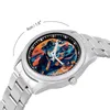 Wristwatches Dog Quartz Watch Abstraction Illustration Vibrant Po Simple Wrist Watches Stainless Upwrist Fitness Man Wristwatch