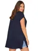 Sweaters Plus Size Short Sleeve Summer Casual Cardigan Women Sides Slits Loose Oversize Navy Blue Kimono Open Front Work Office Cardigan