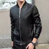 Jaquetas masculinas primavera outono jaqueta de couro masculina gola alta fina pu fashion casaco de motocicleta masculino motociclista