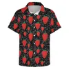 Men's Casual Shirts Sweet Fruit Lovers Blouses Red Strawberry Berries Hawaiian Short Sleeve Graphic Streetwear Oversize Vacation Shirt