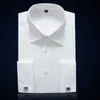 Męskie ubranie koszule francuski mankiet zapinany na guziki Tuxedo koszula z długim rękawem biznes formalne przyjęcie weselne wieczorowe odzież bankietowa ze spinkami do mankietów 230707