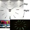 Horloges murales lumineuses grande horloge montre Horloge 3D bricolage acrylique miroir autocollants Quartz moderne muet salon décoration