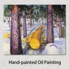 Art abstrait moderne de toile le journal jaune Edvard Munch peinture à l'huile faite à la main décoration murale contemporaine