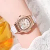 Armbanduhren Mode 2023 Lederband Kleid Uhren für Frauen Damen Schwarz Strass Armbanduhr Relogio Feminino Zegarki