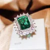 Cluster Rings Vintage Lady's Green Pinger для юбилейной вечеринки роскошные хрустальные хрустальные подарки эстетические женские украшения