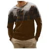 Magliette da uomo T-shirt moda Casual Stripe Stampato manica lunga O-Collo Top Camicetta Uomo Abbigliamento sportivo elegante Abbigliamento uomo