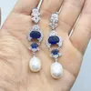 Boucles d'oreilles pendantes ZHEN-D bijoux naturel de haute qualité grande taille perles d'eau douce zircon cubique magnifique cadeau pour les femmes petite amie épouse