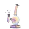 Gros narguilé créatif Downstem Perc arc-en-ciel coloré recycleur verre eau Dab Rigs Bongs épais pipe à tabac enivrant avec bol mâle de 14mm