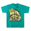 Hellstar Small Pre Owned Path T-Shirts Printed short-sleeved Green T-shirt Jungle Angel print Unisex Cotton Tops Men Vintage T-shirts Summer Loose Tee Rock SMLXL