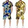 Men's Tracksuits Summer Hawaiian Sets Luxury Tropical Chain 3D Print Short Sleeve Button ShirtShortsSuit Casual Holiday Beachwear Outfits 230707