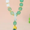 Strand Gradient Jade Bracelet Men Women Fine Jewelry Genuine Myanmar Jadeite Green Tassel Rosary Bracelets Bangles