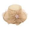 Chapeaux à large bord version coréenne chapeau de soleil femmes été crème solaire parasol fleur artificielle perle avant-toit pliant plage H6549