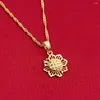 Pendant Necklaces Statement Flower Necklace Gold Color Noble Women Bright Bride Party Jewelry