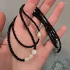 Choker ALLME Retro 2 stks/set Zwart Kristal Zoetwater Parel Streng Kralen Kettingen Ketting Voor Vrouwen Elke Dag Sieraden