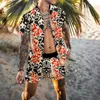 Herren Trainingsanzüge Luxus Leopardenmuster Hawaiihemd Set Kurzarm Casual Floral Strand SommerZweiteilige Herren Sets S3XL 230707